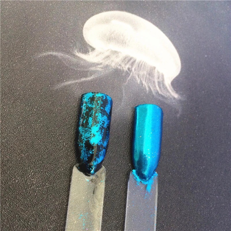LIGHT BLUE Nail Mirror Powder Platinum Effect Chrome Nails Shining Pigment