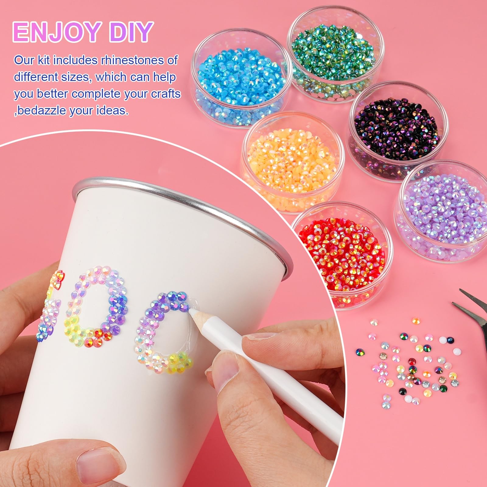 Canvalite 40000Pcs 40 Colors Jelly Rhinestones for Bedazzling, 3mm Multicolor…