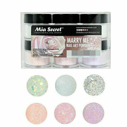 New Mia Secret Monomer 4 Ounce + MARRY ME Nail Art Powder 6 Colors Set