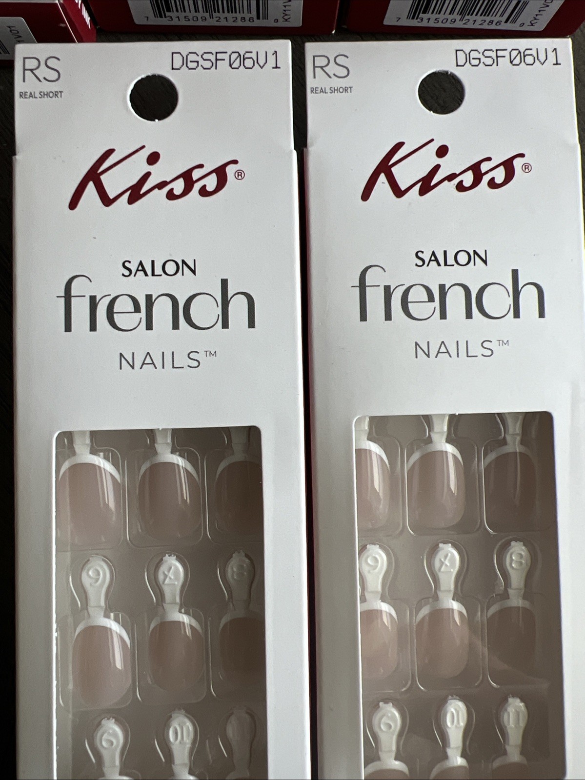 2x~Kiss SALON FRENCH 24 Nails Real Short Round Glossy French Tip Natural + White