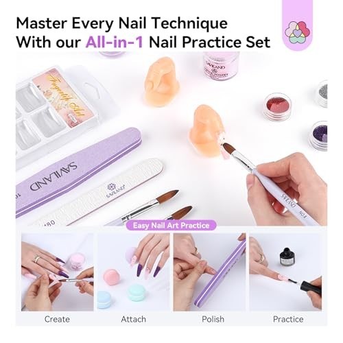 Acrylic Nail Kit All-in-One Set with 88W Nail Lamp, Monomer, Gel Polish & Drill