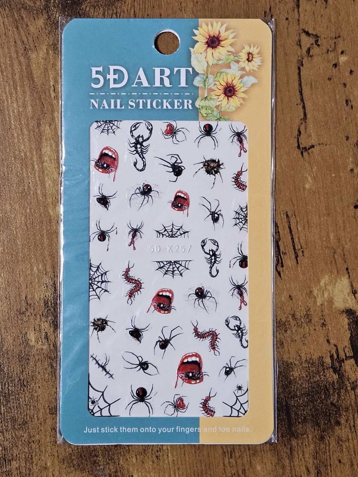 5D Art Nail Finger & Toe Stickers Insects Bugs Spiders Gothic NIB Emo Halloween