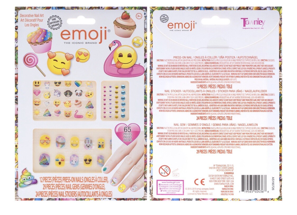 X2 Iconic EMOJI Decorative Nail Art 65 pc SETS Press On Nails Gems Stickers