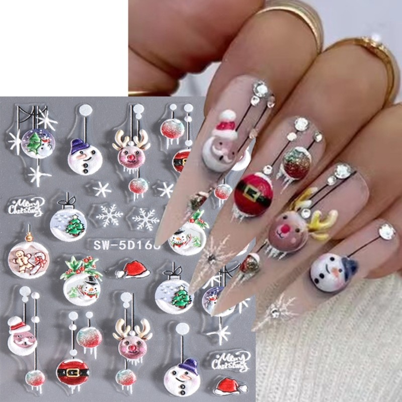 Snowflakes Nails Art Stickers Christmas Nail Decals Self-Adhesive Nail Sticker