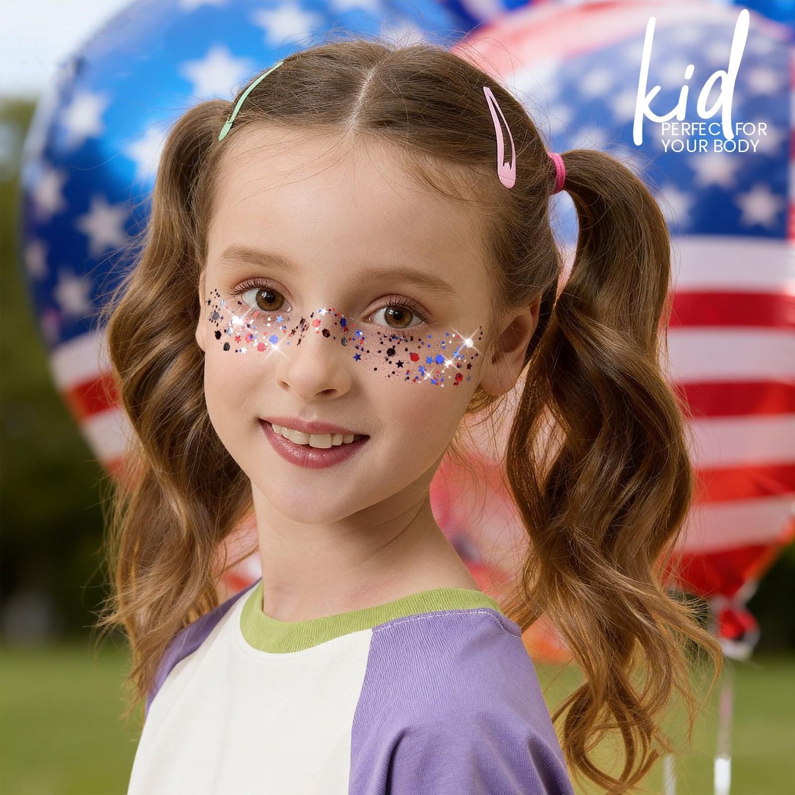 80g Red White and Blue Body Glitter Face Glitter Gel, 4th of July Accessories…