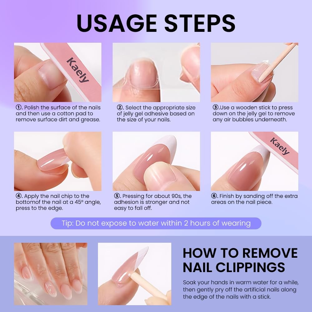 evpct Nude Pink Short Almond 3D Wave Pearl Press on Nails