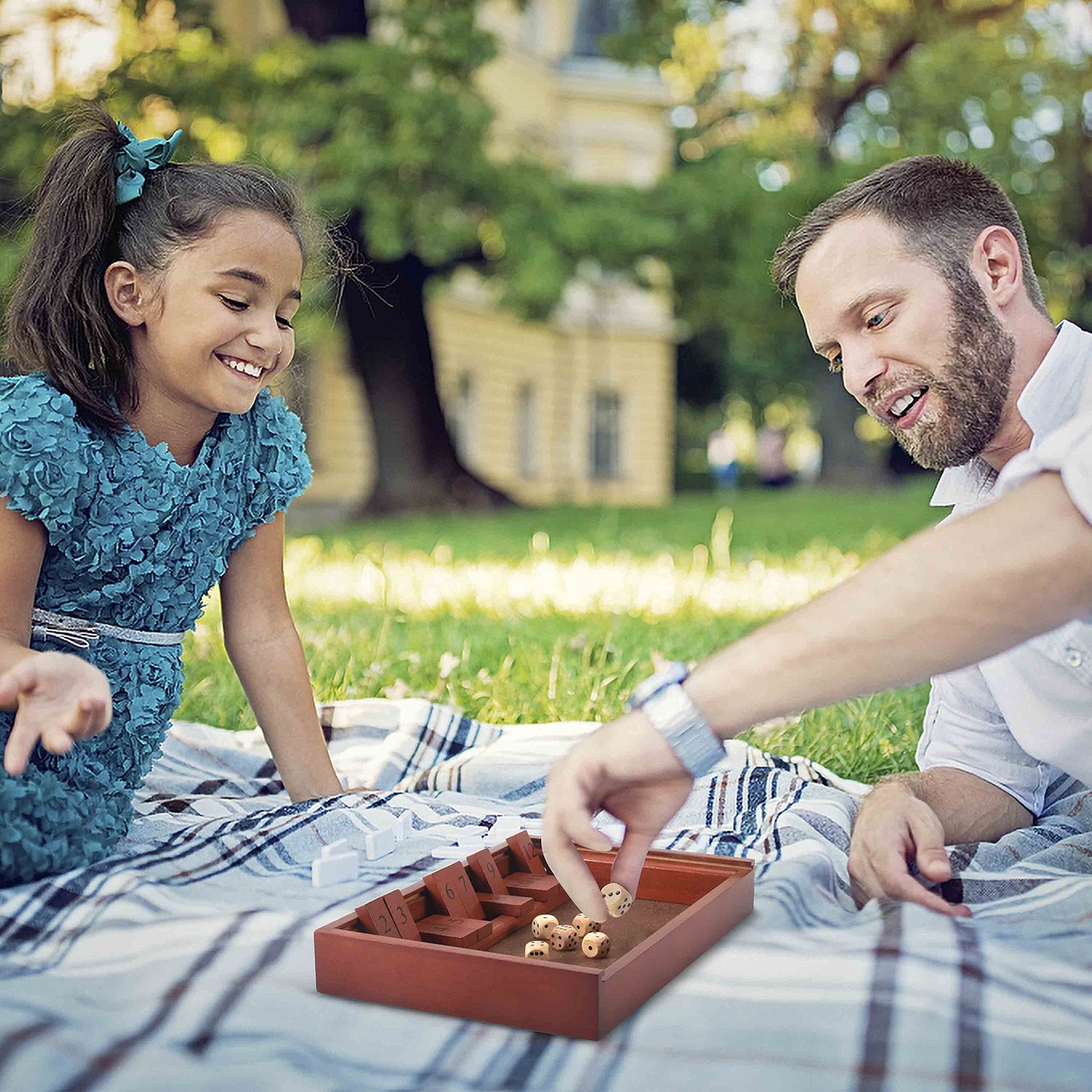 AMEROUS Shut The Box Dice Game，Wooden Board 220.5 cubic inches, Multicolor