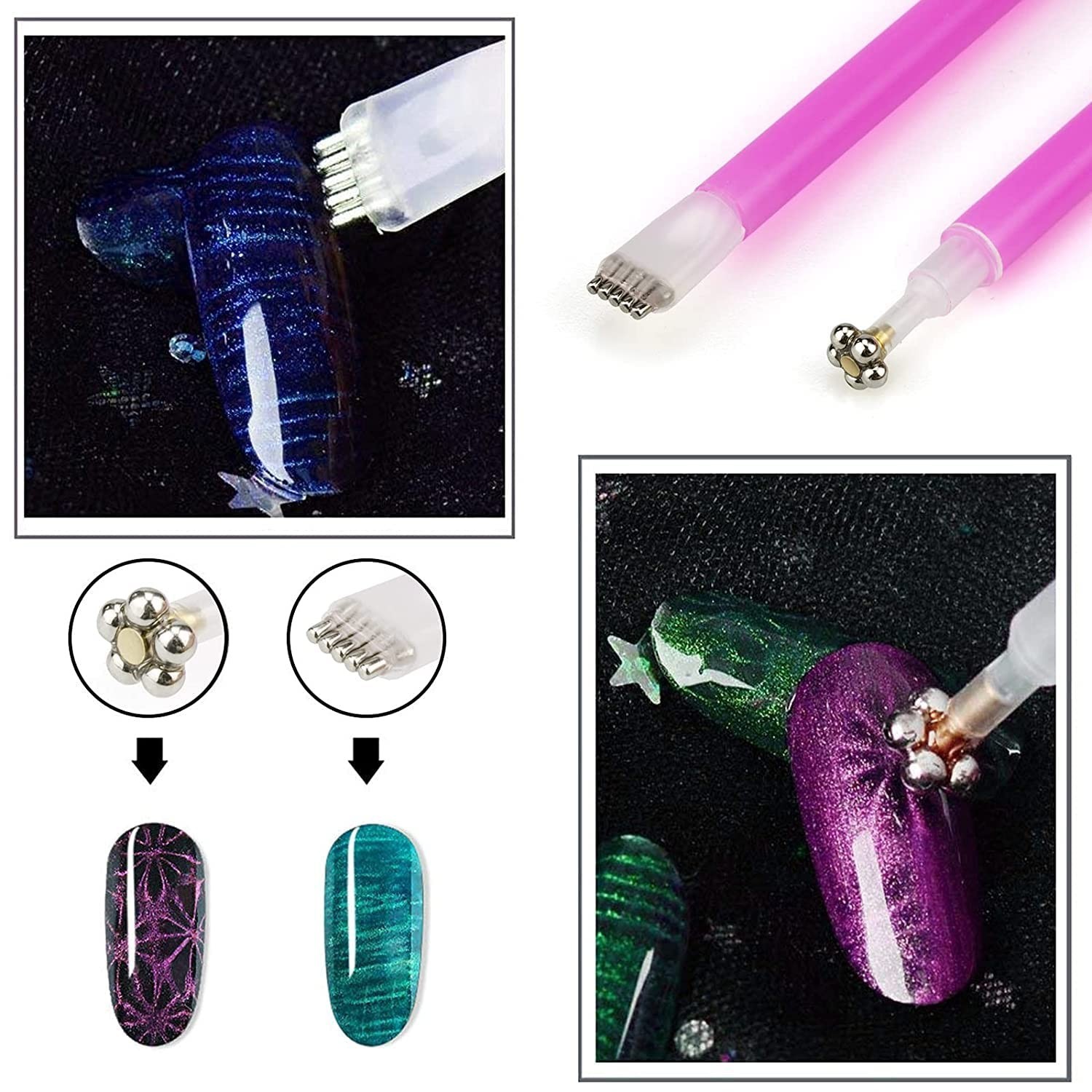 11Pcs Nail Magnet, Cat Eye Magnets for Nails, Nail Polish Magnet Stick 3d Nai…