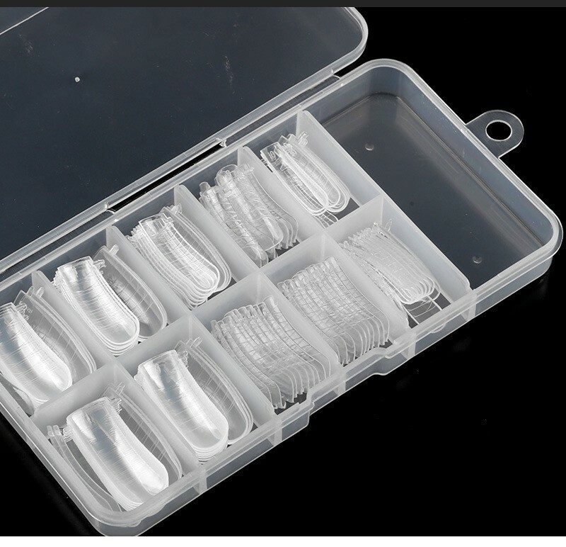 100Pcs Dual Forms Tips Quick Building Gel Mold Nail System Full Cover Nail Tips