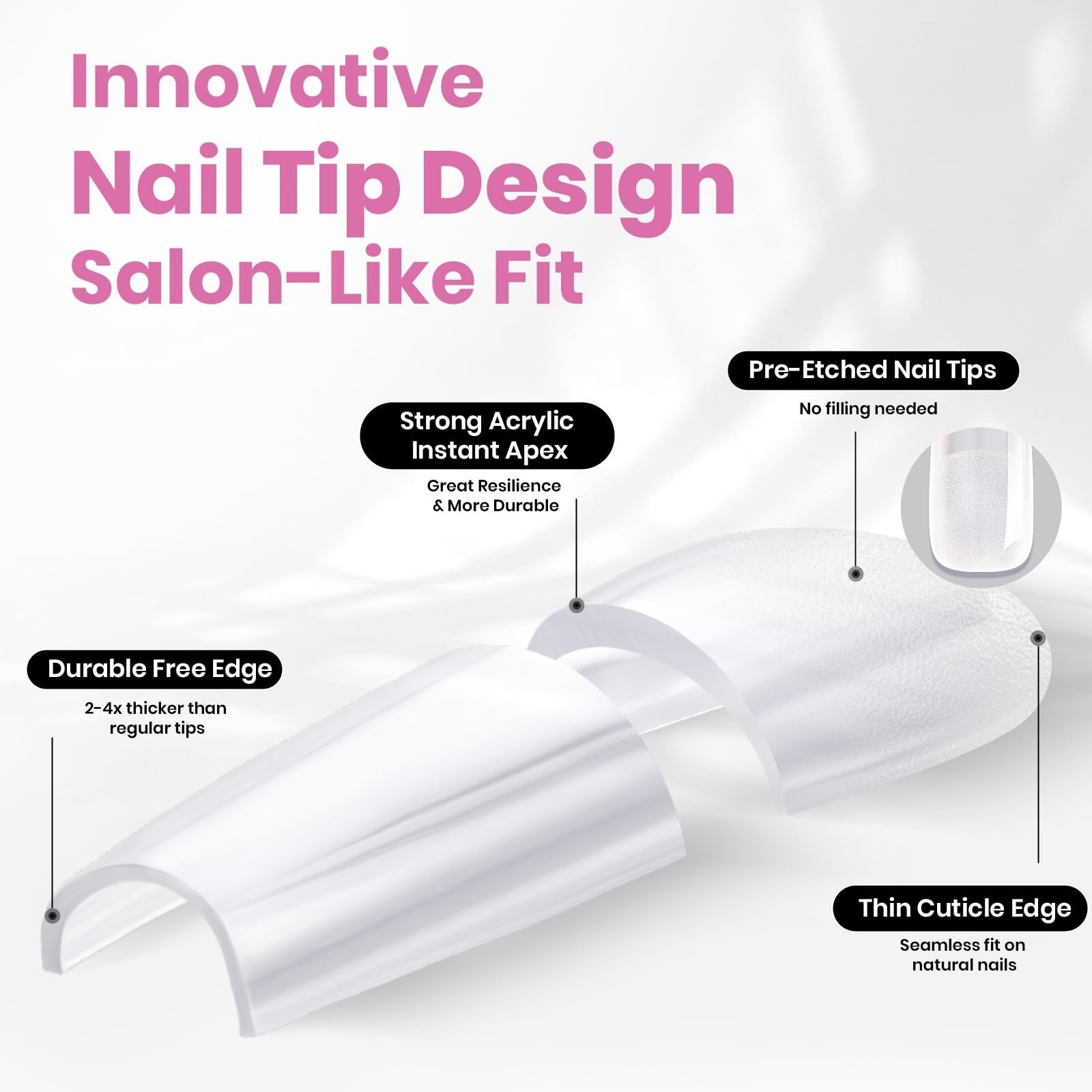 Instant Nail Tips – Short Square 512pcs (00-14) | No Builder Gel, DIY Acrylic Ex