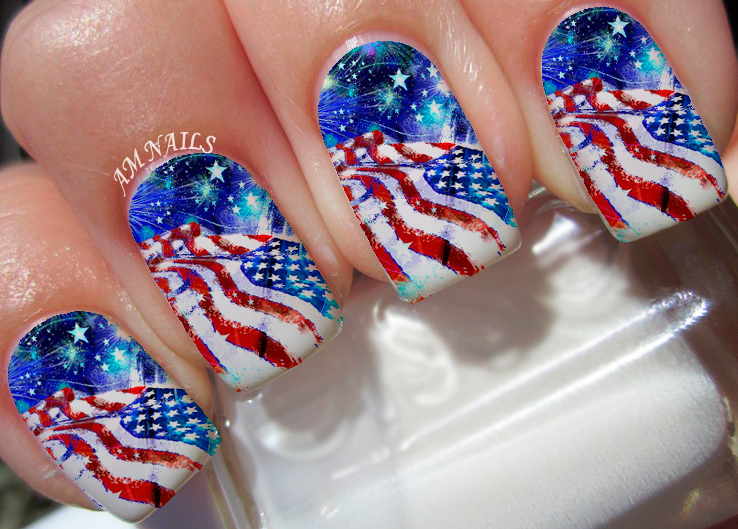 American Flag Nail Art Stickers Transfers Decals Set of 22 – A1092