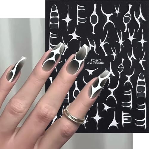 4 Sheets Irregular Line Nail Art Stickers, 3D Metallic Mirror Gold Self 4color