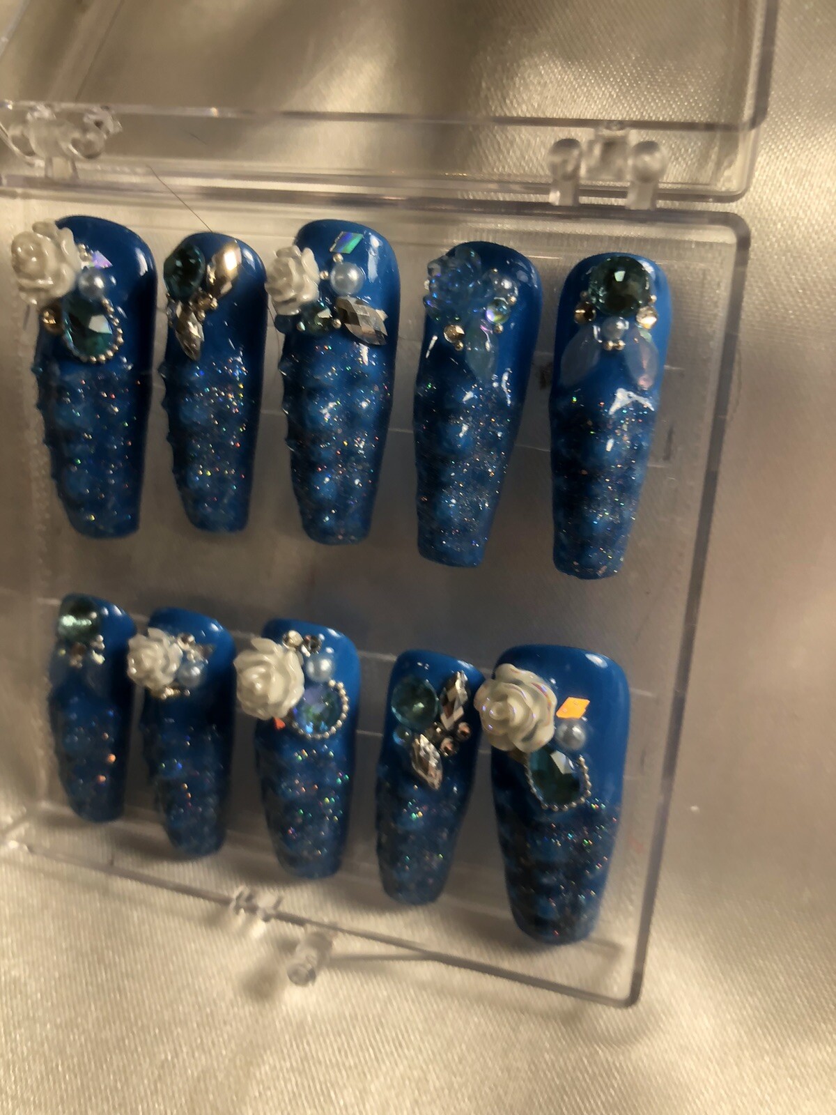 Z NAILZ! Z CLAWZ! Gorgeous Aqua Set Of Alligator Skin Textured Press On Nails