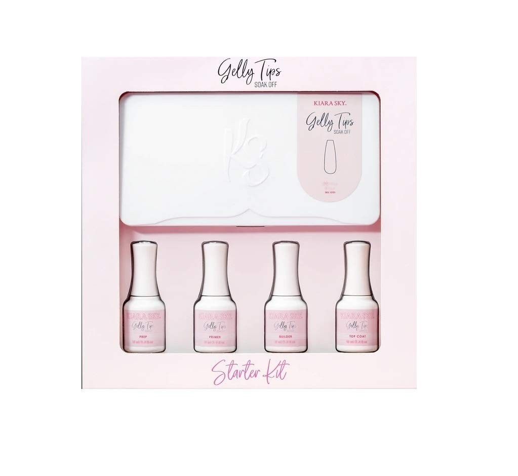 Gelly Tips Starter Kit Long Coffin 500pc Glossy No Lamp Builder Gel
