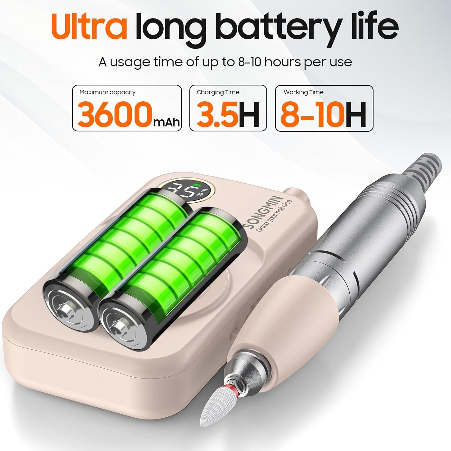 Profal Nail Drill 35000 R, SONIN Portable Cordl Efile with