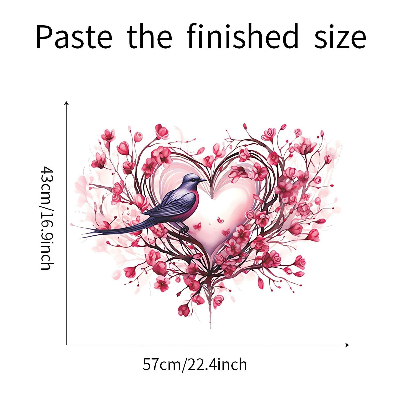 Pink Rose Love Heart Hummingbird Flower Wall Stickers,sacinora Valentine Roma…