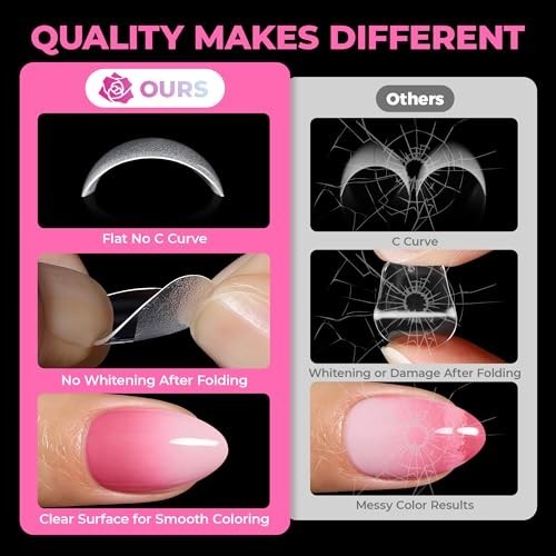 510Pcs Almond Shape Gel Nail Tips – Pre-Etched Soft Full Cover Extensions for DI