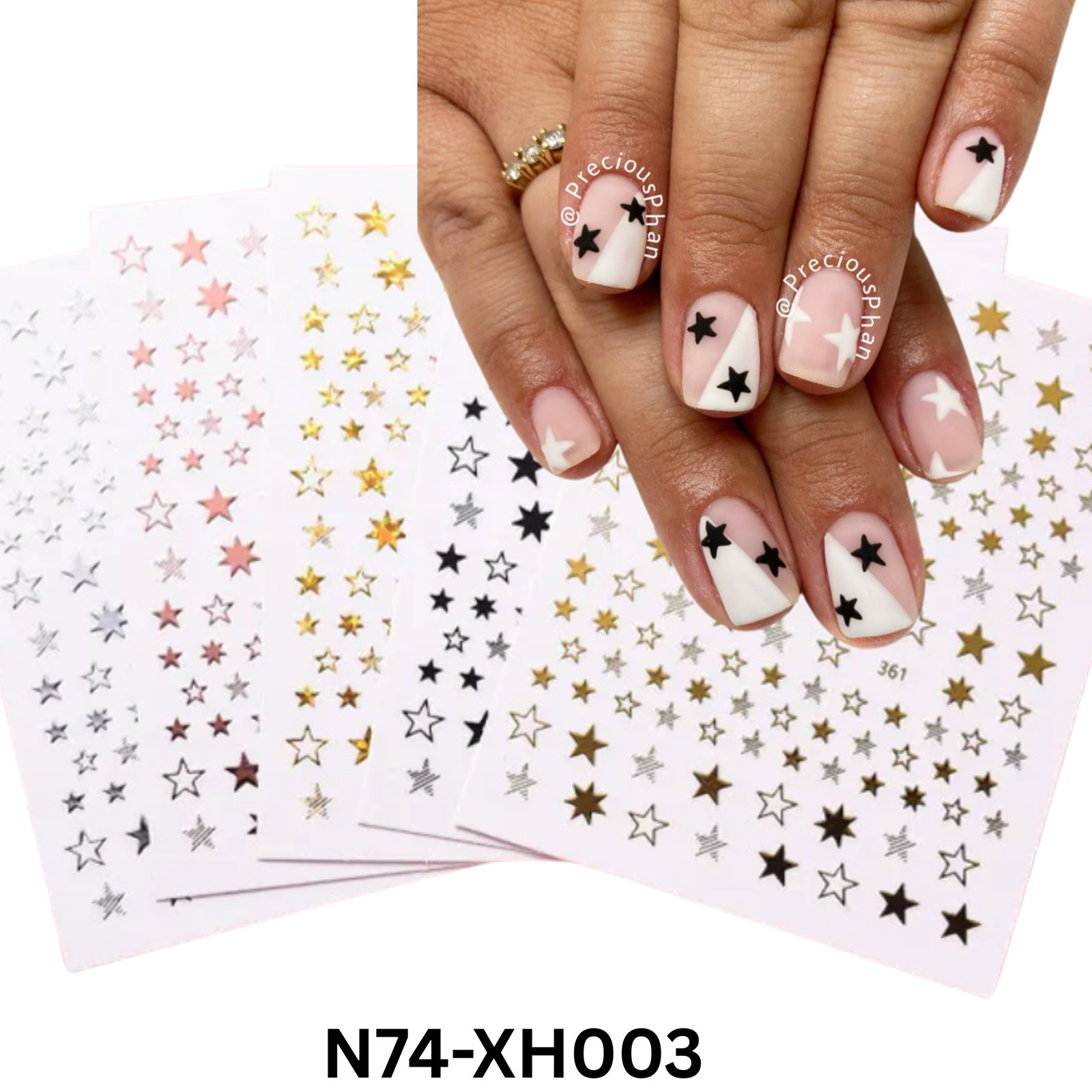 Star Nail Stickers, Nail Star Stickers For Nail Art, 3D Nail Art Star Decals, Sm
