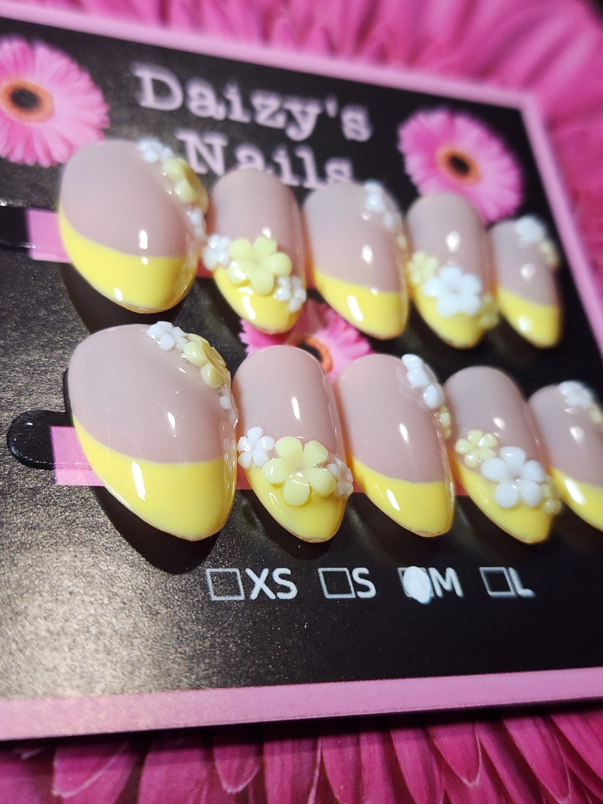 Medium Size 3D Yellow French Flower Set Handmade Almond 2.0 Cm Length
