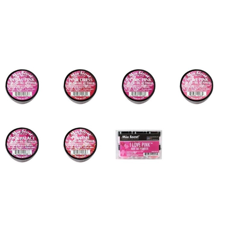 Mia Secret Nail Art Acrylic Collection Powder 6 Colors Set – I Love Pink