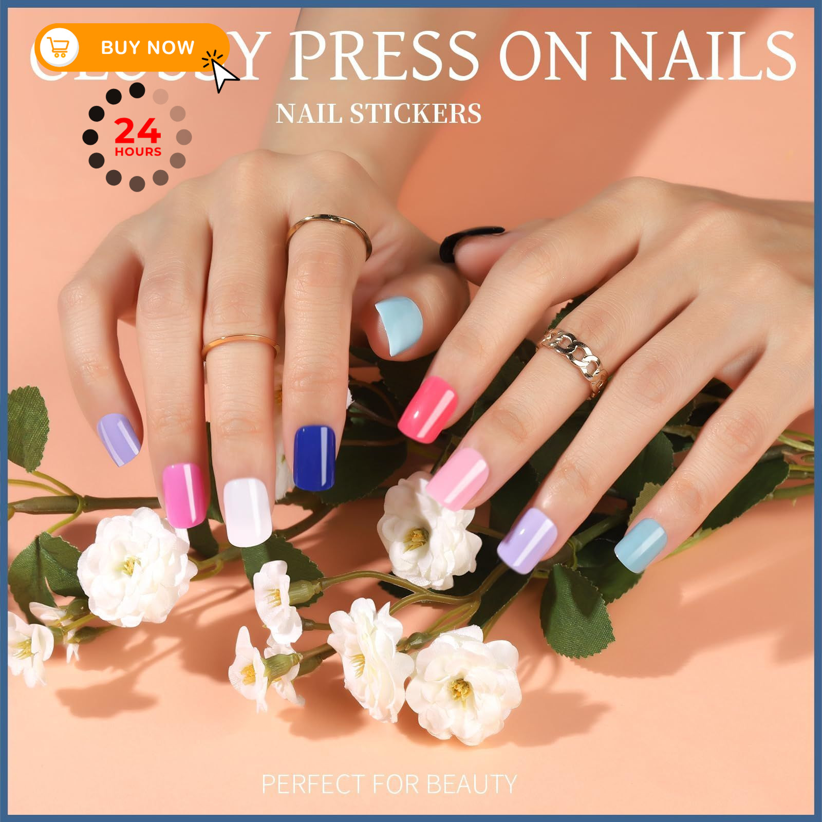 Teenitor 24Pack Short Press On Nails, short nail, matte/glossy/glitter/french