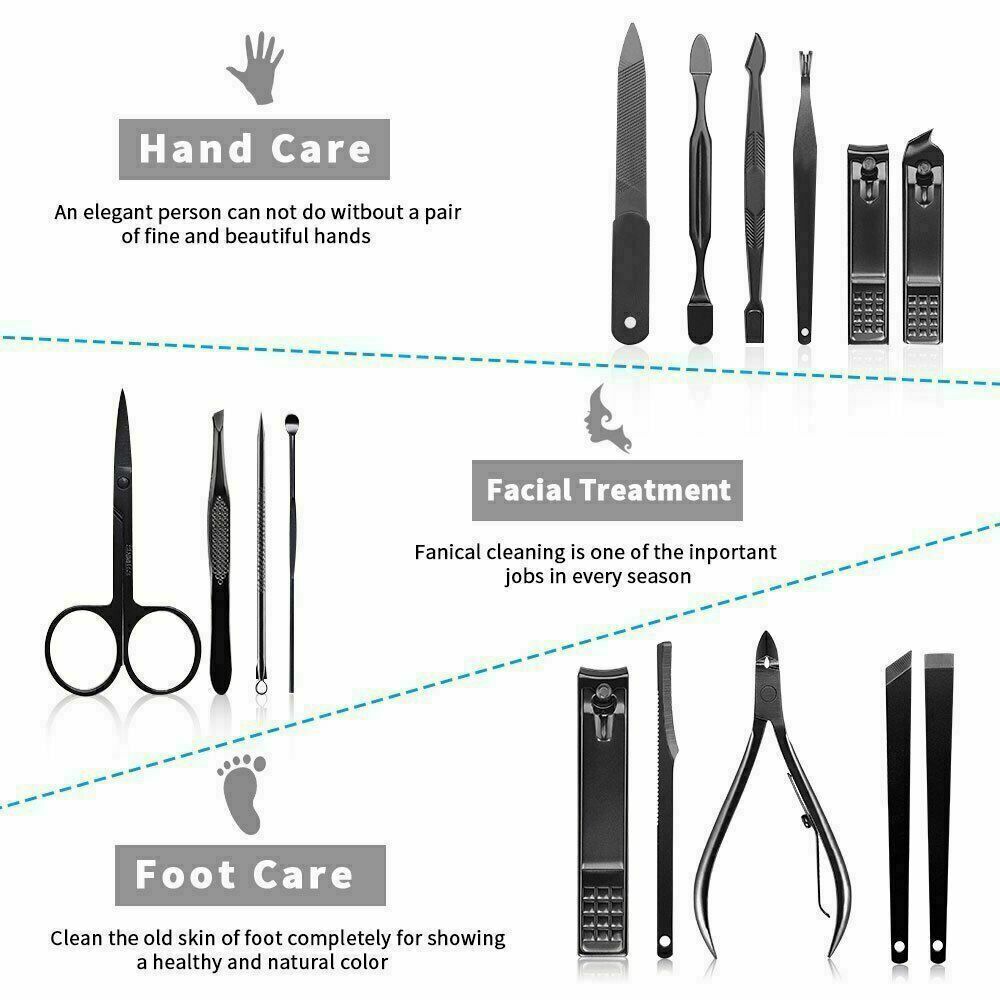Men Women Manicure Pedicure Set Finger Toe Nail Clippers Scissors Grooming Kit