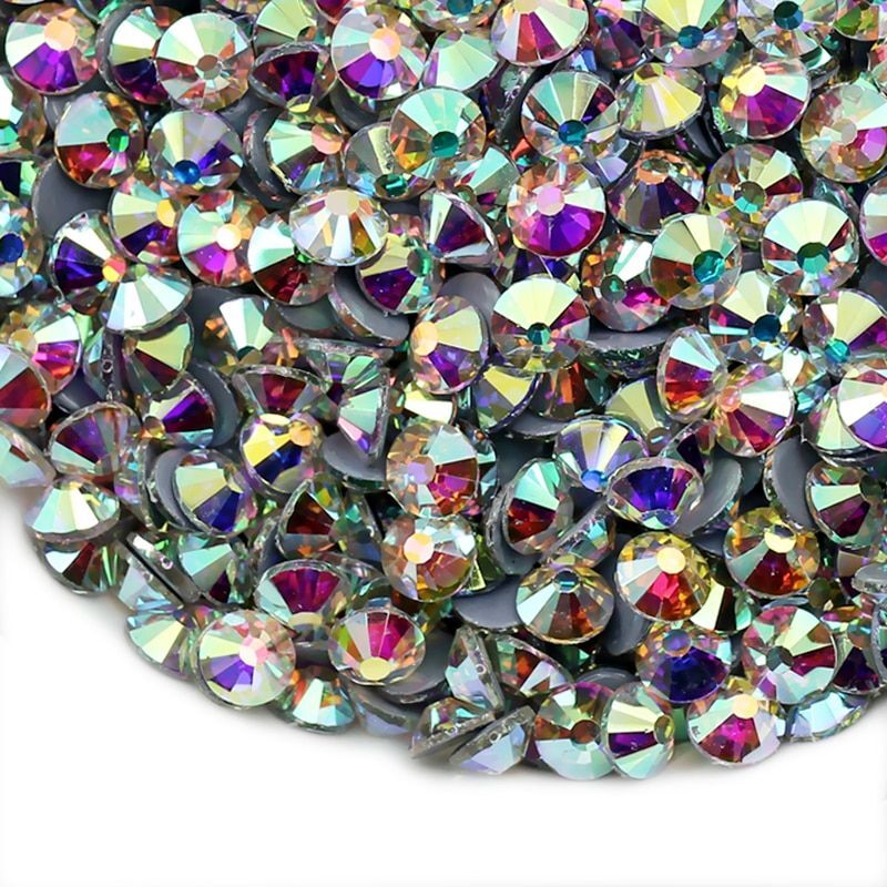 Sparkling Clear AB HotFix Flat Back Rhinestone Crystal Strass Nail Art Decor NEW
