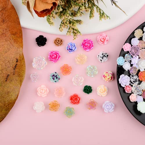 100Pieces 3D Flowers Rose Nail Art Charms Kits Acrylic Resin Camellia Nail Art