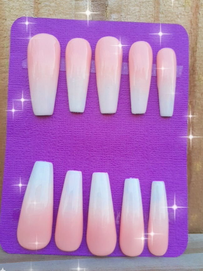 Babyboomer Nude White Ombre Two Tone Press on Nails Classic Nails