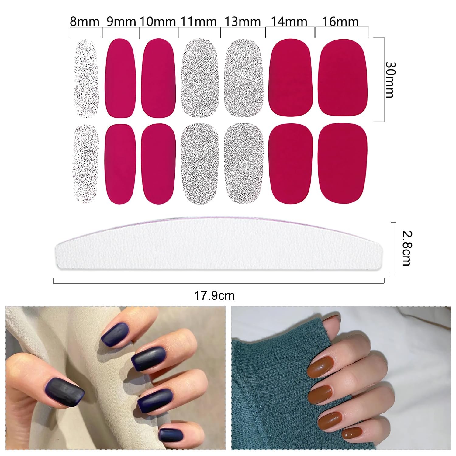 YECIRALA 20 Sheets 280 Pieces Solid Nail Polish Strips Mix Color Full Nail…