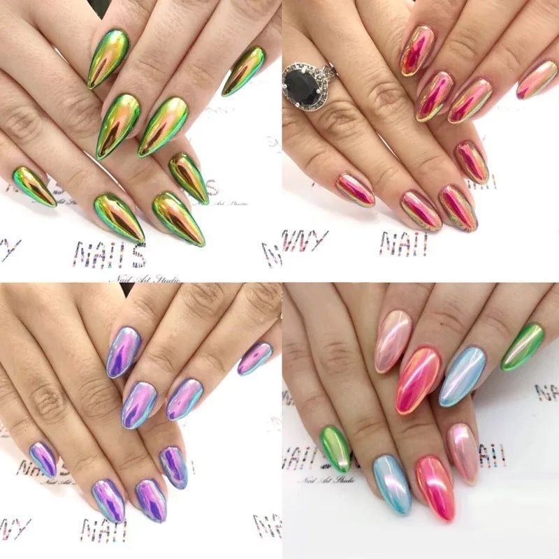 Chameleon Nail Chrome Powder Rainbow Aurora Effect Mirror Nails Powders Colours