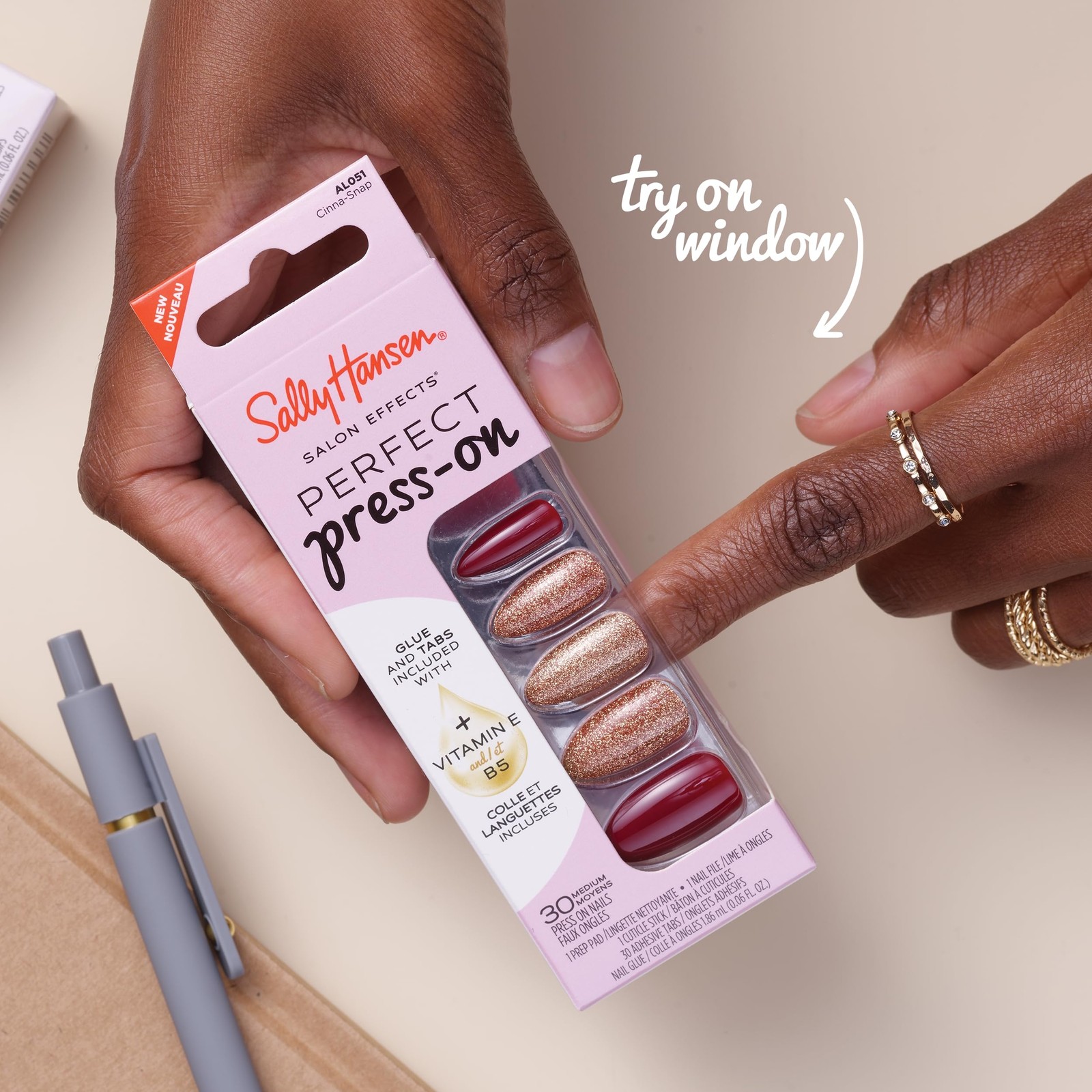 Sally Hansen Salon Effects Perfect Press-On Nails, Oval, Out of this Pearl
