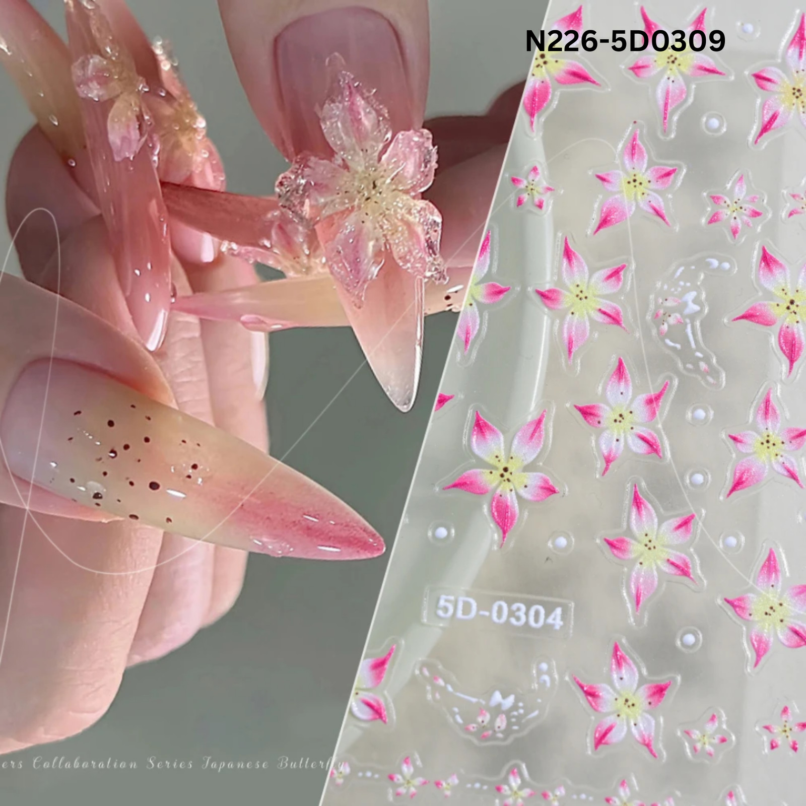 5D Acrylic Embossed Nail Art Stickers – Colorful Flower & Petal Designs – Ultra