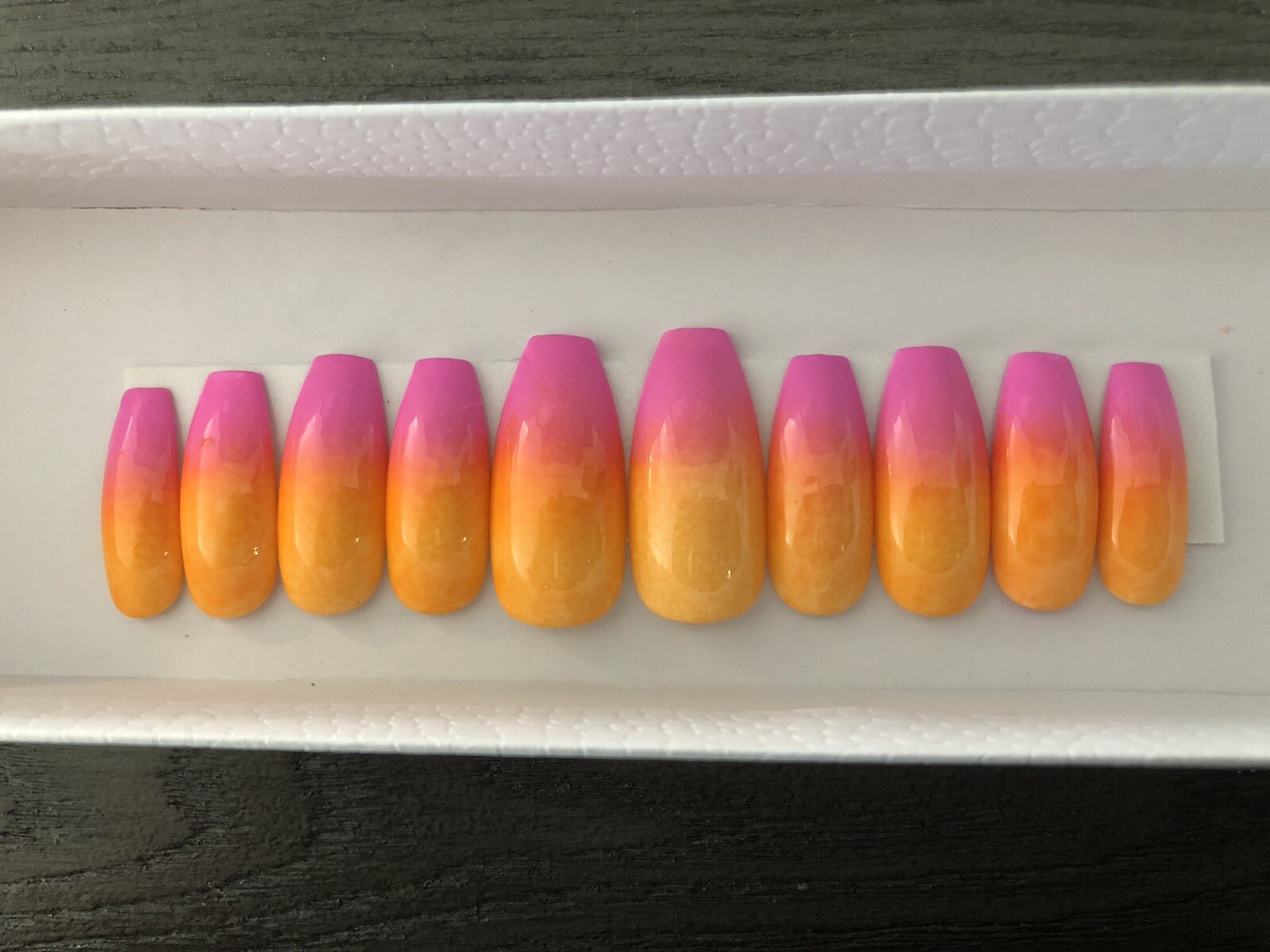 Pink And Orange Ombre Press On Nails