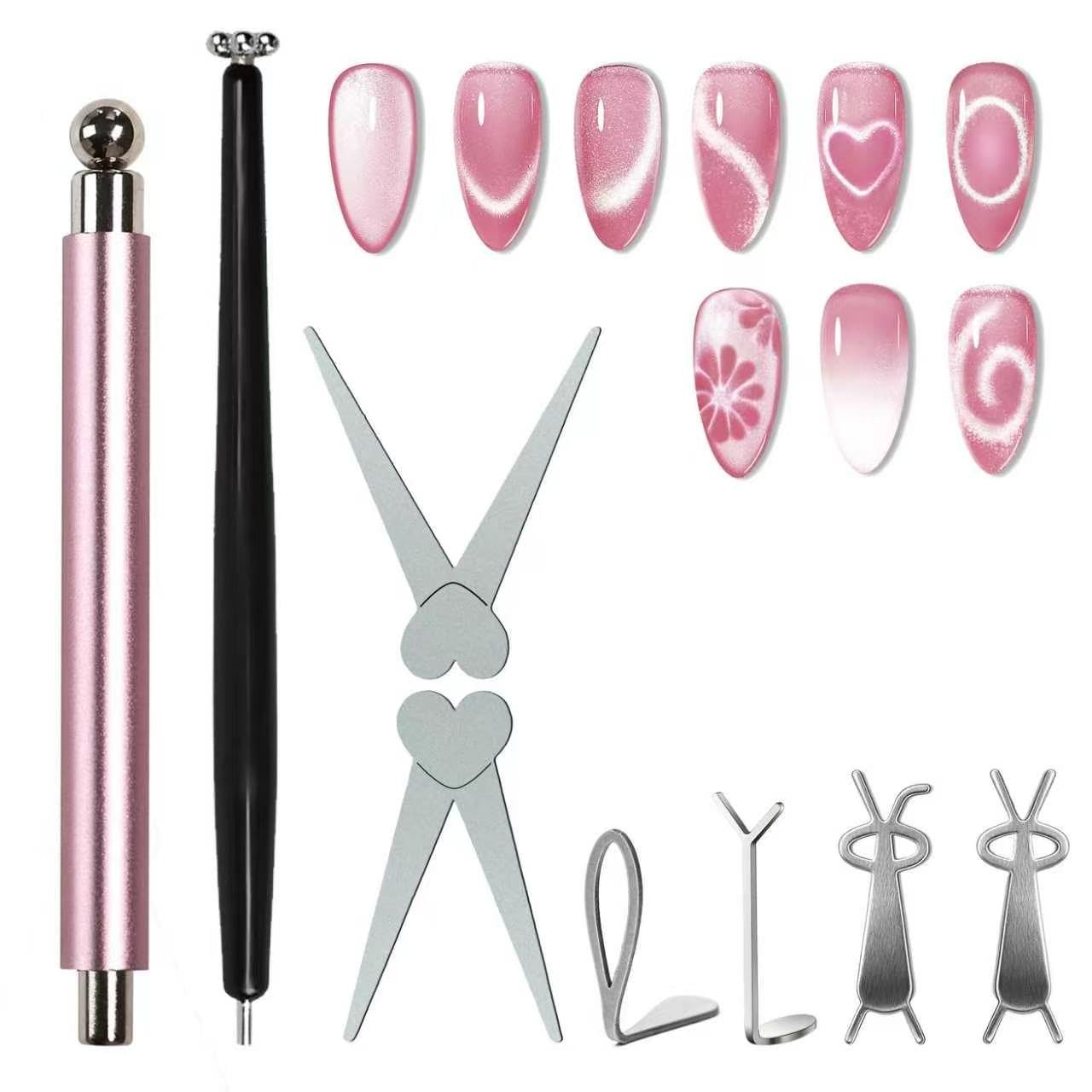8-PCS Cat Eye Magnet Set,French /Black Hole/heart magnet for cat eye gel