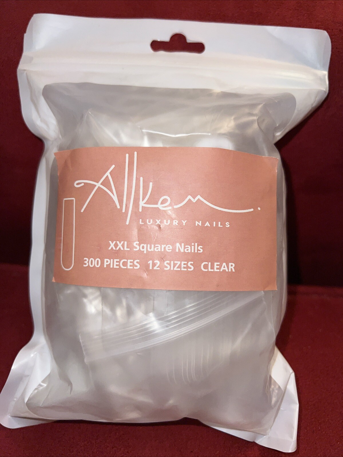 Allkem XXL 300 Pcs Square Nails 12 Sizes Clear
