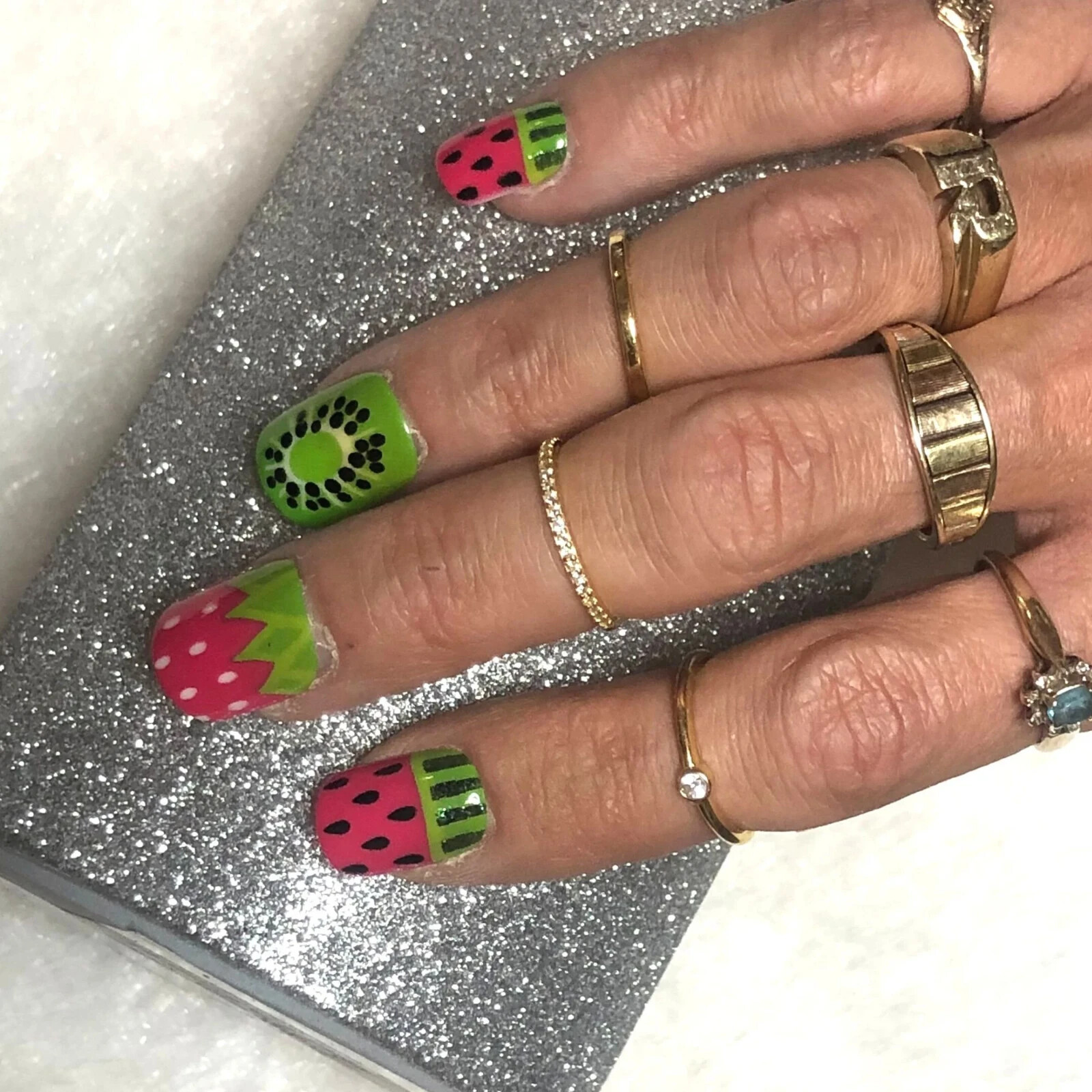Summer Fruits Press-On Nail Set – Short Round (Size 0-8)
