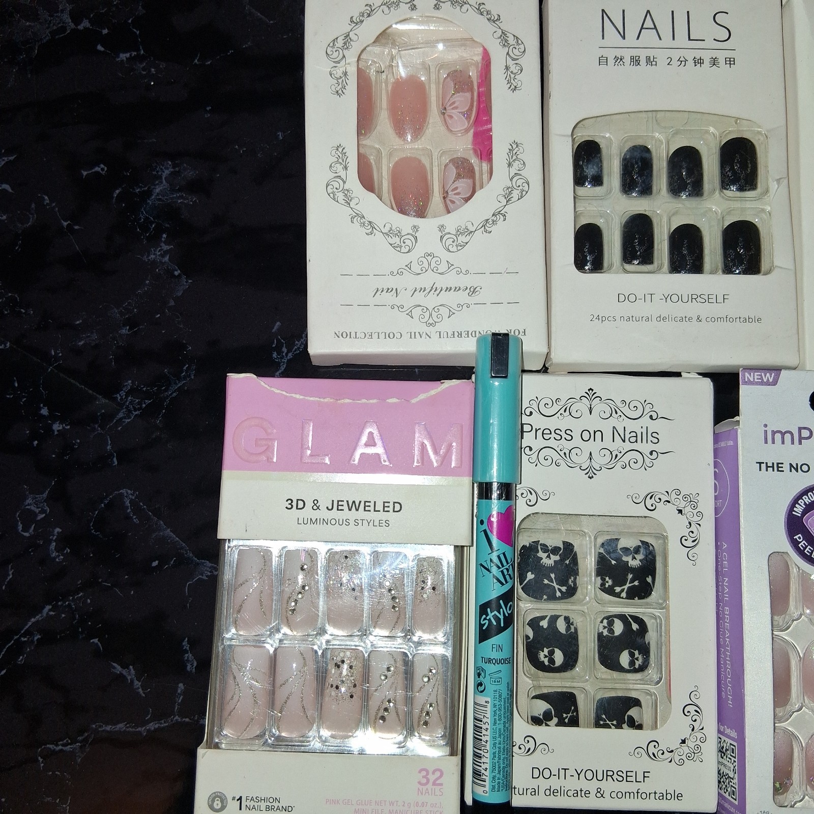 Lot Of Artificial NailsPolish, Nail Art Pen