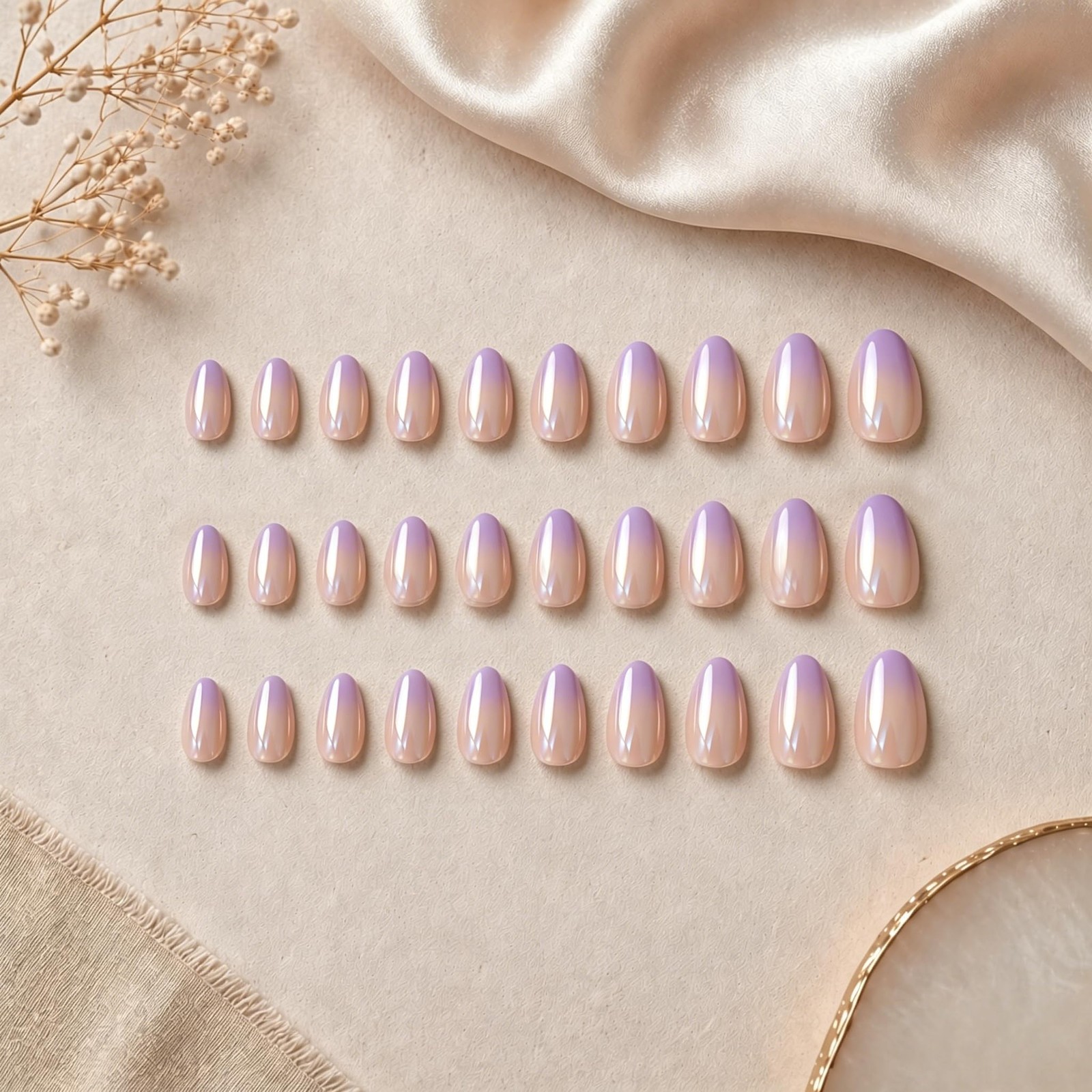 SXVME Short Almond Ombre Lilac Press on Nails