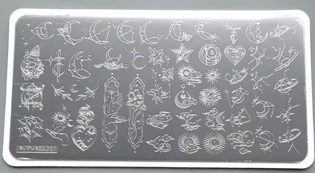 Nail Stamping Plate – Z-Joy SPV-321 – Moon, Sun, Stars- new