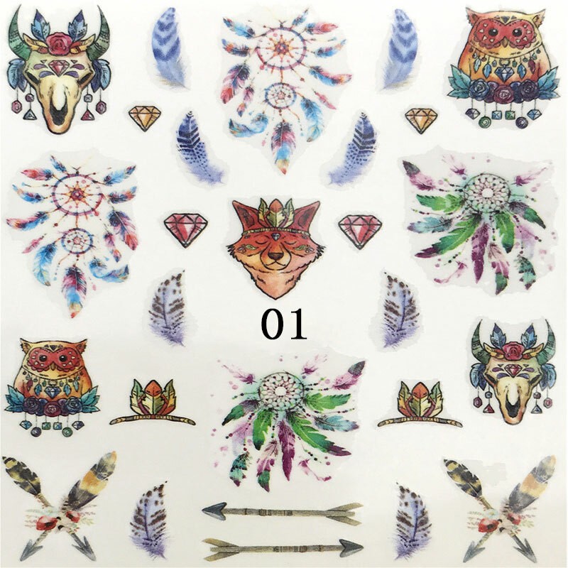 2 Sheets Nail Water Decals Flower Birds Slider Transfer Nail Art Stickers Tips✔