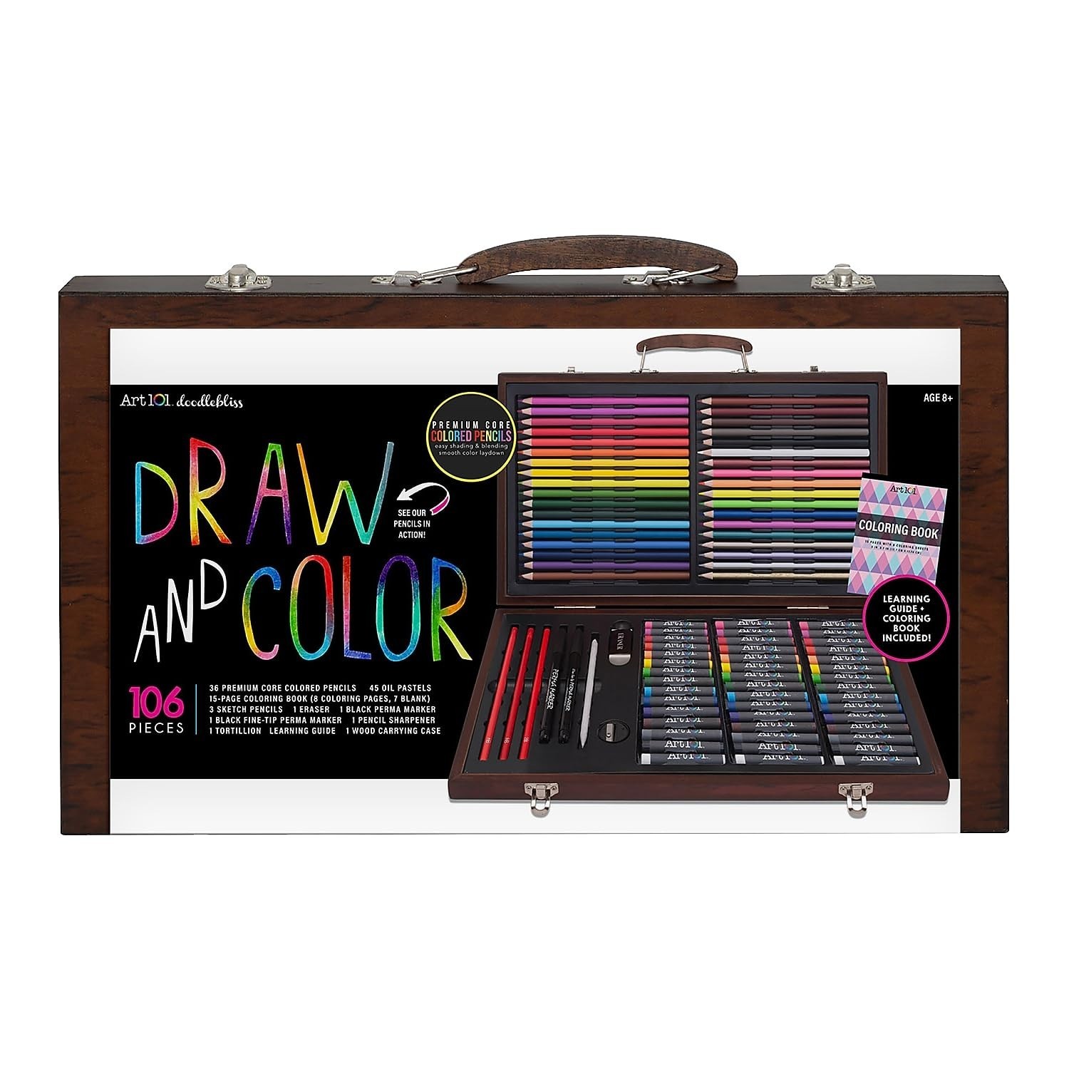 Art 101 Draw and Color Art Set, Assorted Colors, 106 Pieces (53106)