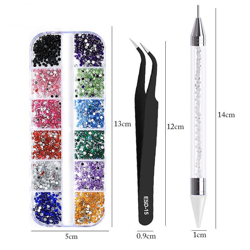 3Pcs/Set Nail Art Rhinestones 3D Crystal DIY Glitter Rivet Gem Decorations Suppl