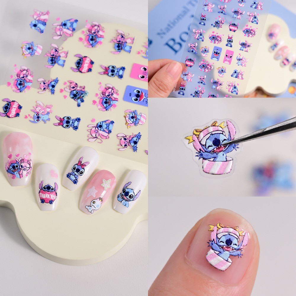 Two Sheets 5D Anime Kawaii Sanrio Cartoon Nail Stickers Adhesive NH20