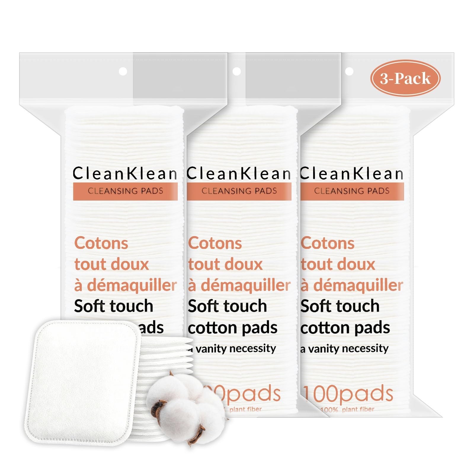 Premium Pure Cotton Pads 300 Count, Soft & Lint-Free Upgraded Edge Stitching …