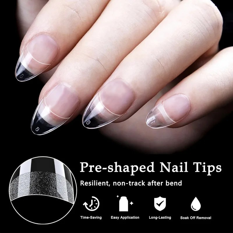240Pcs Half Cover Almond Nail Tips XS Matte Fake Nail Extensions 12 Sizes