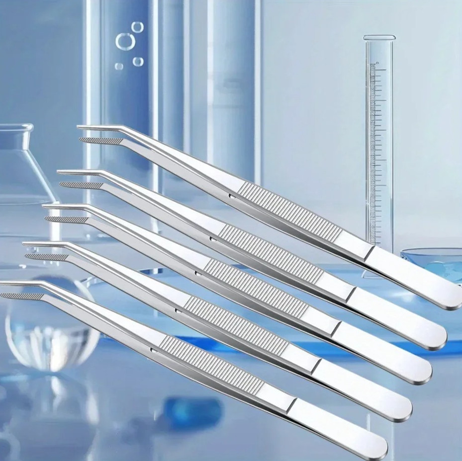 5Pcs Stainless Steel Nail Art Tweezers Set for Rhinestones & Glitter