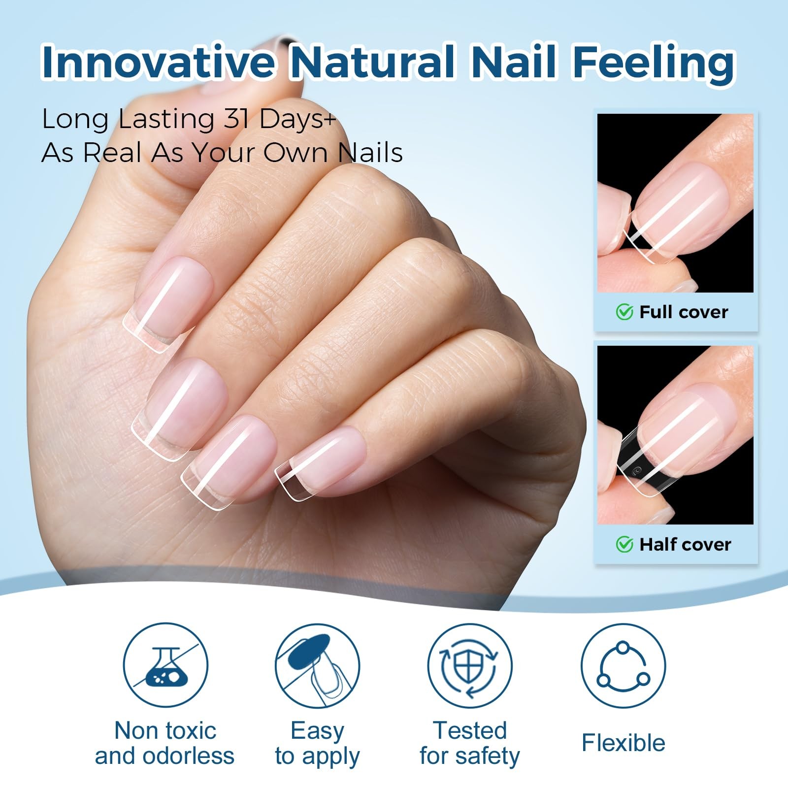 Extra Short Square Nail Tips 240pcs 15 Sizes Soft Gel Tips, Half Matte PreSh…