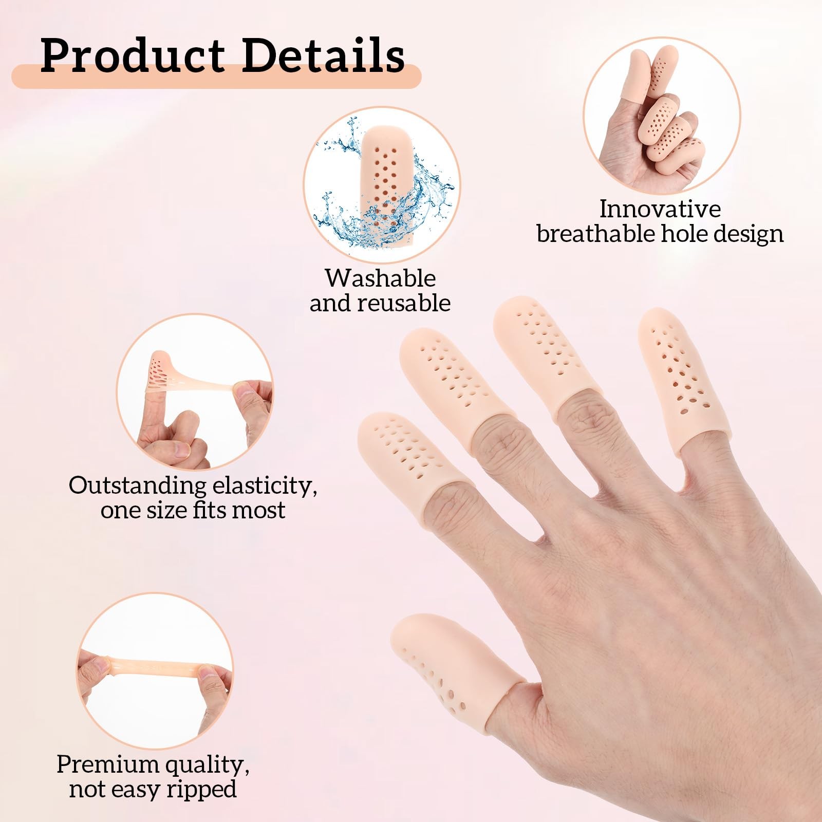 16 Pcs Gel Finger Cots with Air Holes Silicone Finger Protectors Breathable C…