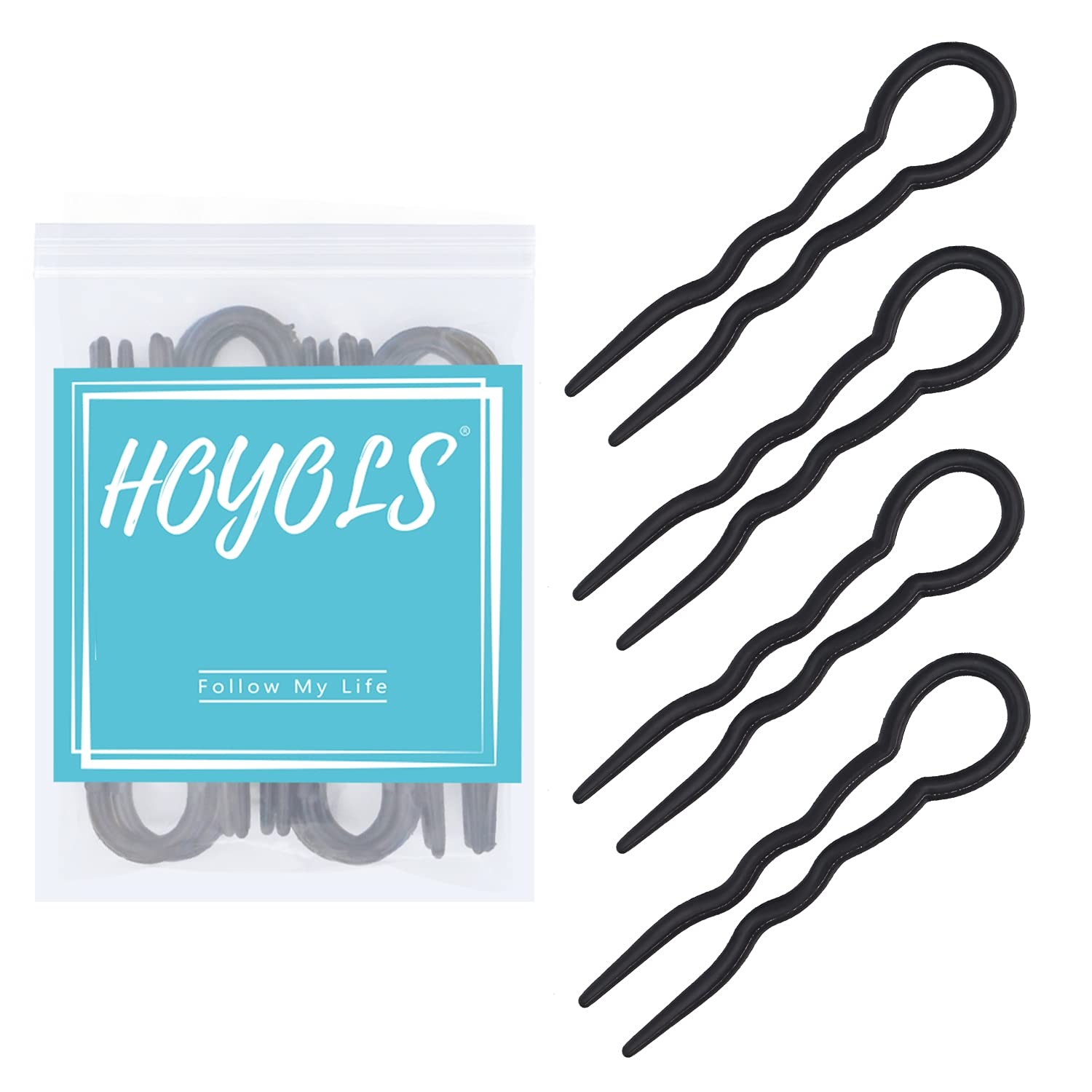 Hoyols 12 Pcs French Hair Pins for Women, 3.5 Inch Small U Shaped Black